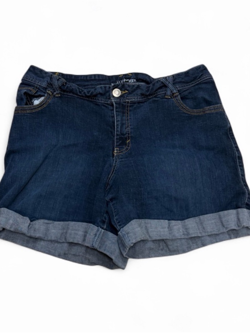 Dark Blue Denim Roll-Cuff Shorts